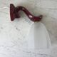 Art Deco glass wall lamp with burgundy porcelain support 30s