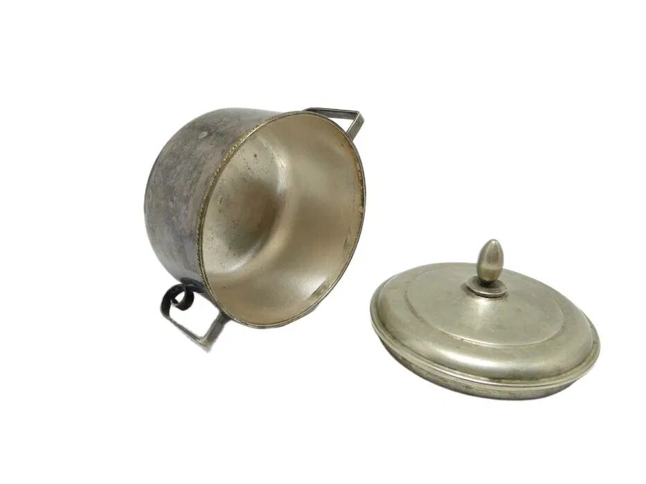 ABU Sugar Bowl, mid-century modern, silver-plated brass, Poland, 1960s