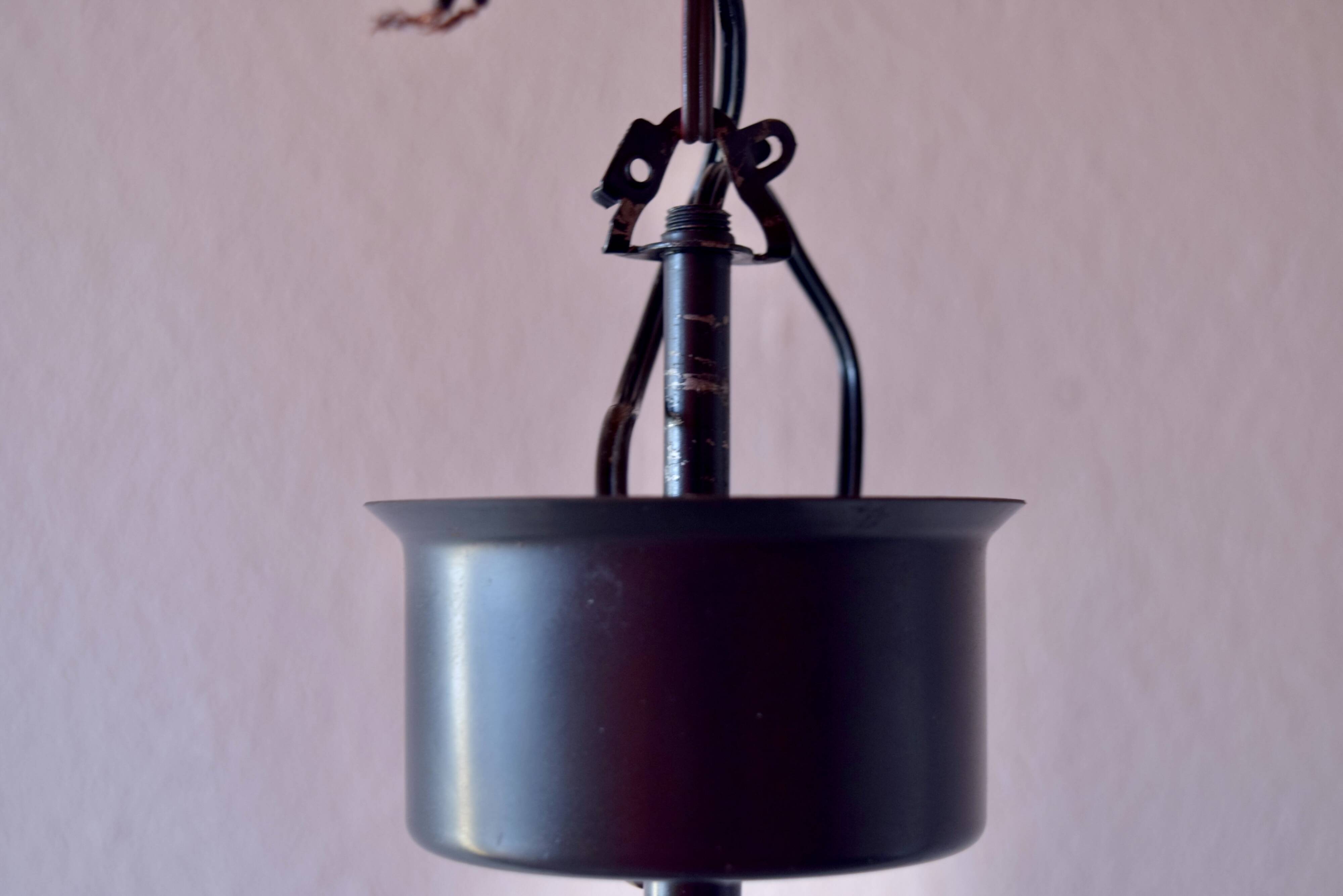 Vintage chandelier in molded glass, brass and steel - 5 branches - 1960s