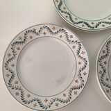 Lunéville set of 6 plates of antique white porcelain tableware with floral decoration