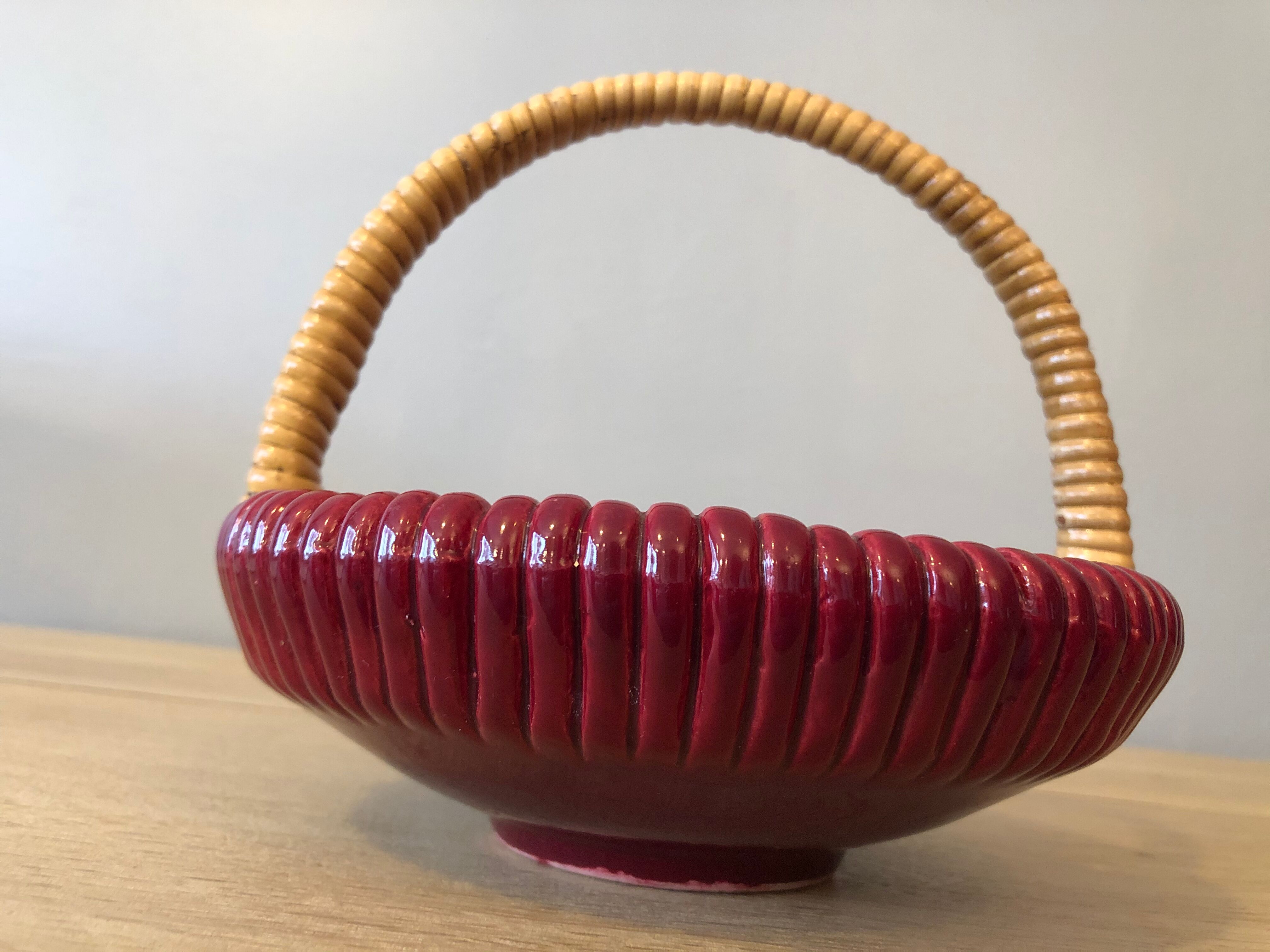 Ceramic and rattan basket