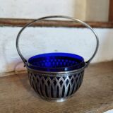 50s sugar bowl in glass and silver metal