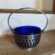50s sugar bowl in glass and silver metal
