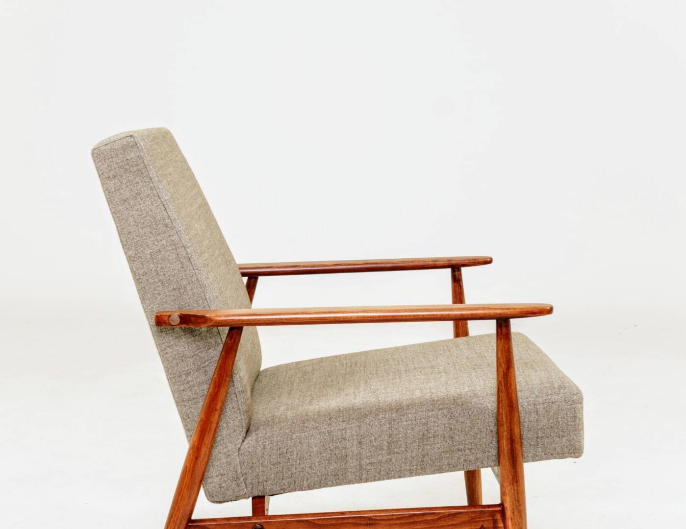 Beige mixed vintage armchair from the 1970s.