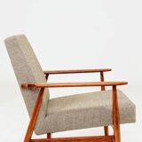 Beige mixed vintage armchair from the 1970s.