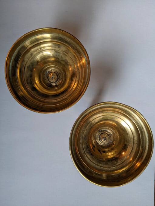 Pair of antique brass candlesticks Scandinavian countryside candlesticks