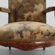 Carved Walnut Armchair with Cabriole Legs and Tapestry Upholstery, France