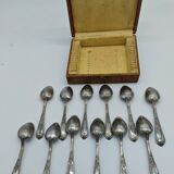 Set of 12 small spoons in silver metal, rocaille style