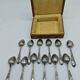 Set of 12 small spoons in silver metal, rocaille style