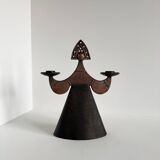 Vintage Modernist Bjorn Wiinblad Style Copper Figural Lady Dress Candl