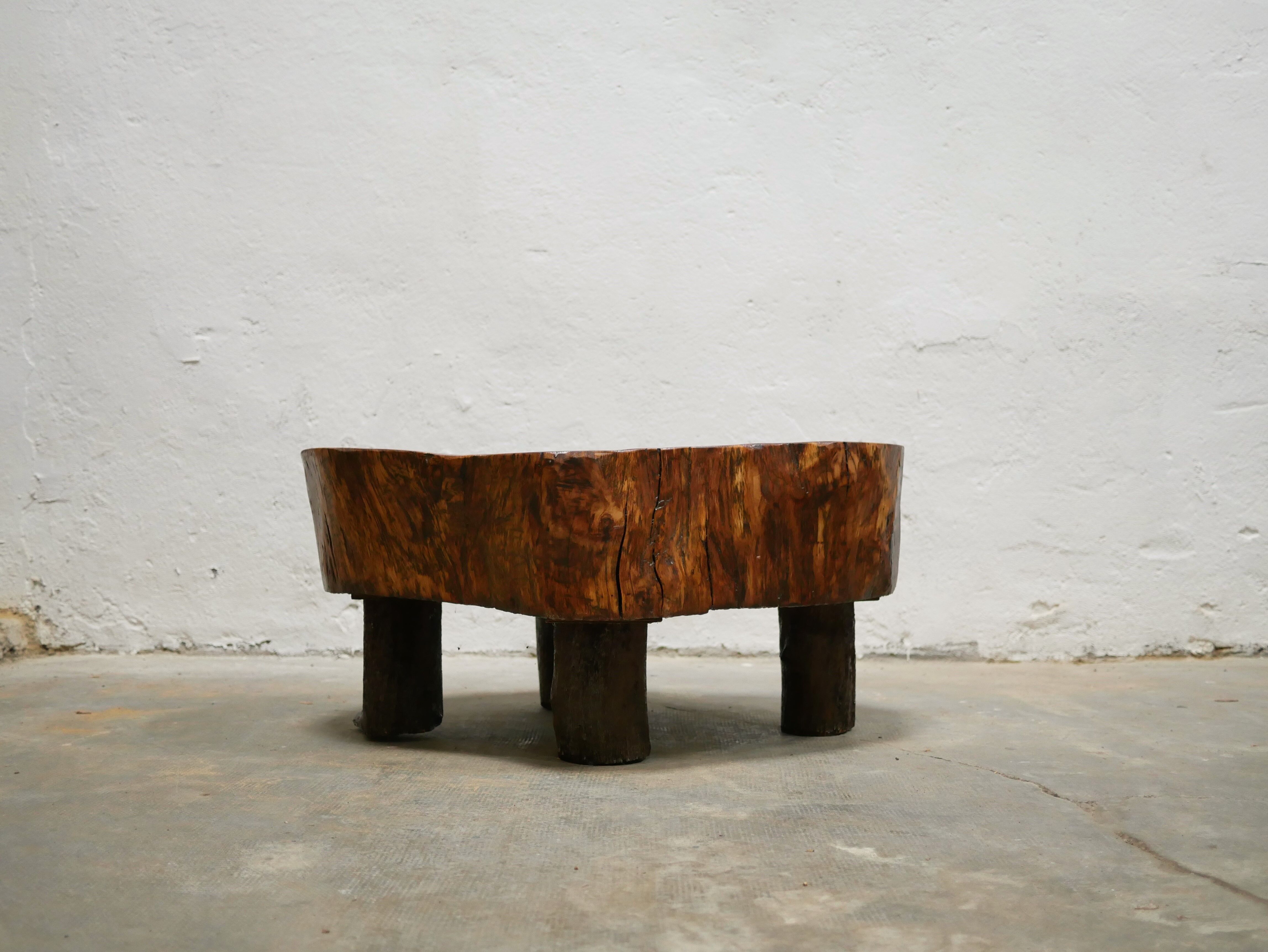 Vintage brutalist coffee table in solid wood