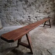 Antique farmhouse bench, 266 cm – oak and pine, 19th century, France