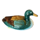 Central soup, dish and lid in polychrome enamelled ceramic, duck shape