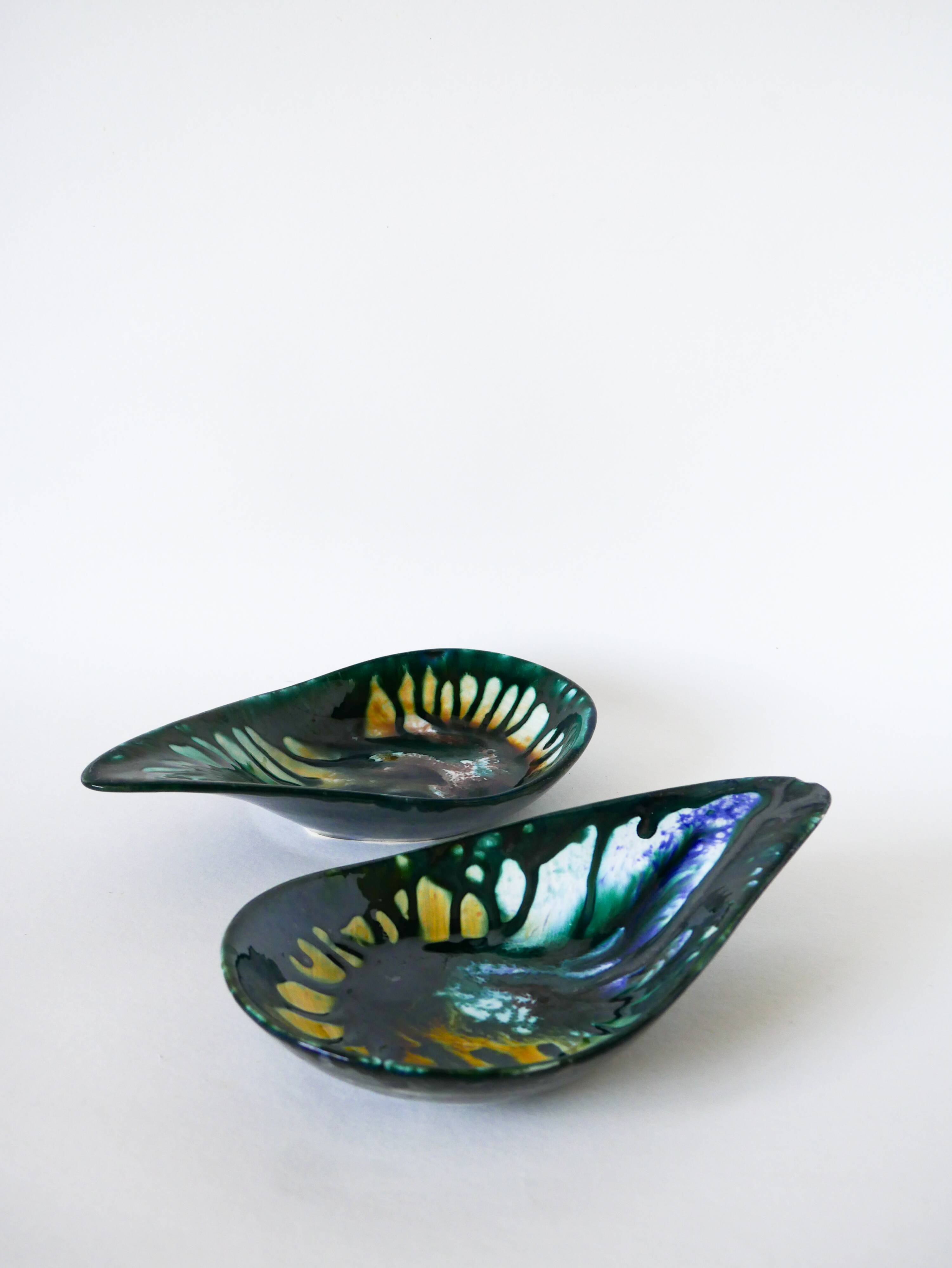 Set of three small ceramic dishes from Morvan, 1970.