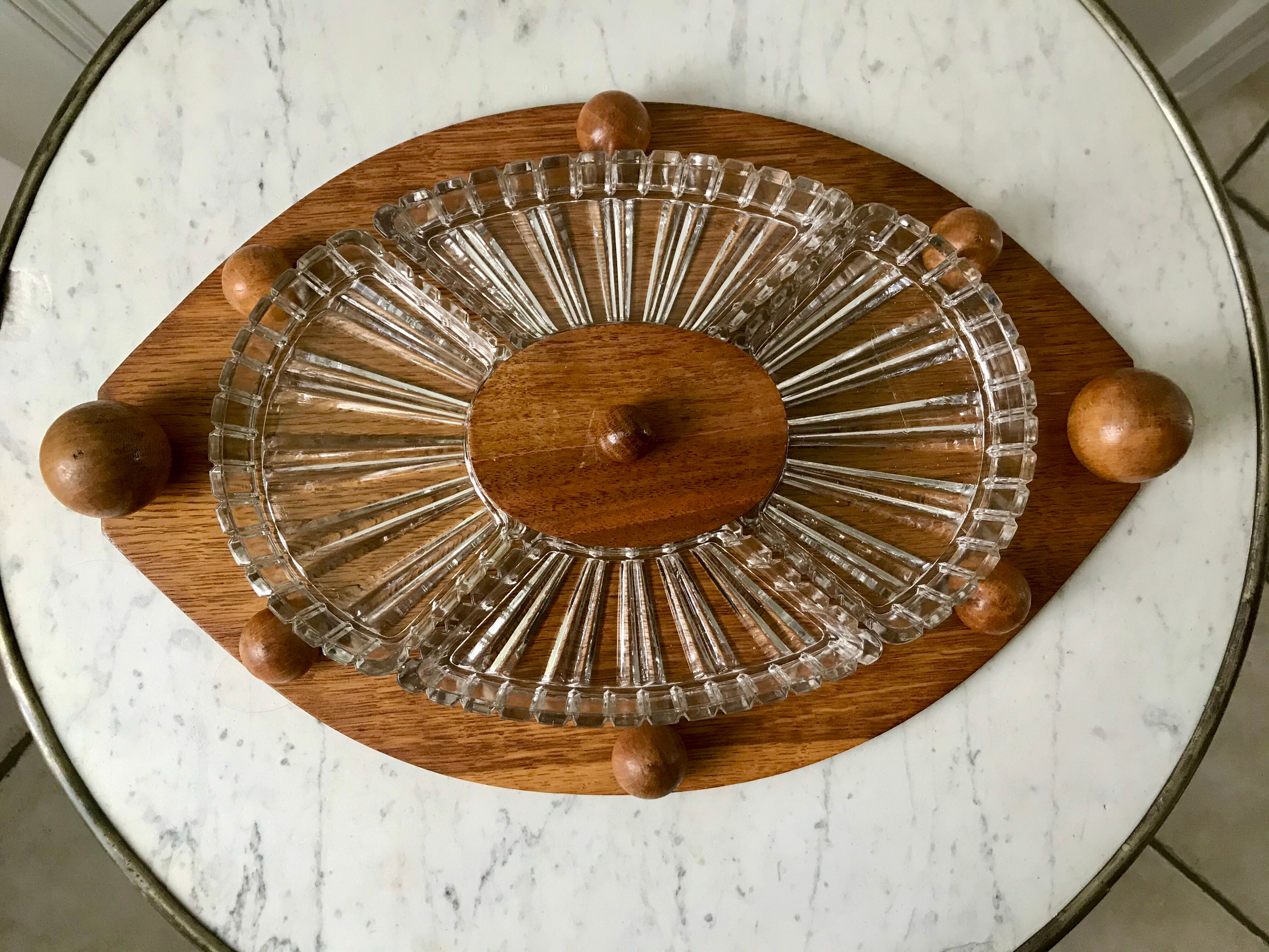 Wooden top and art deco glass 30s
