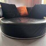 Canapé rond en cuir pivotant