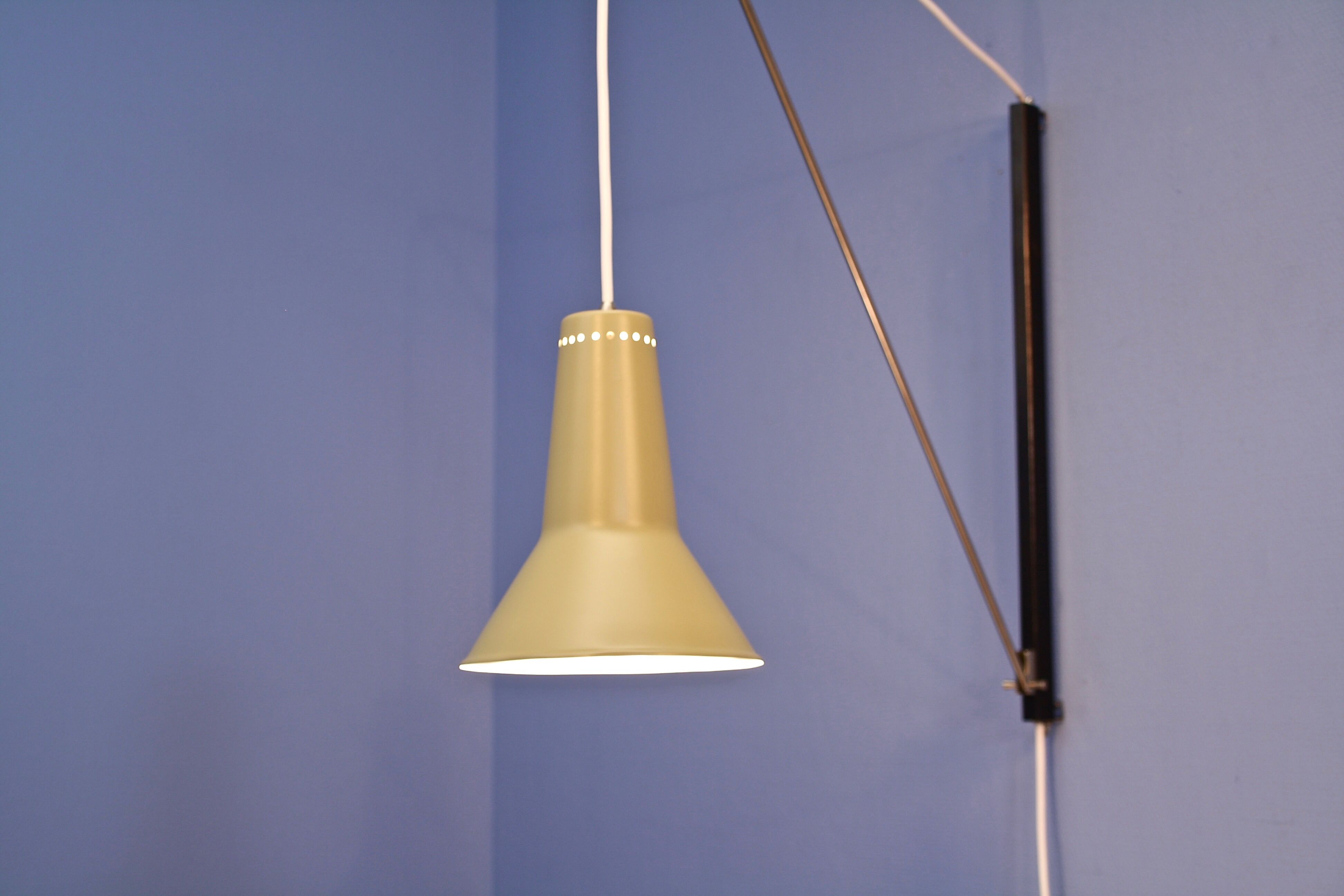 Dutch counterbalance arc wall lamp by Willem Hagoort for Hagoort Lighting, 1950s