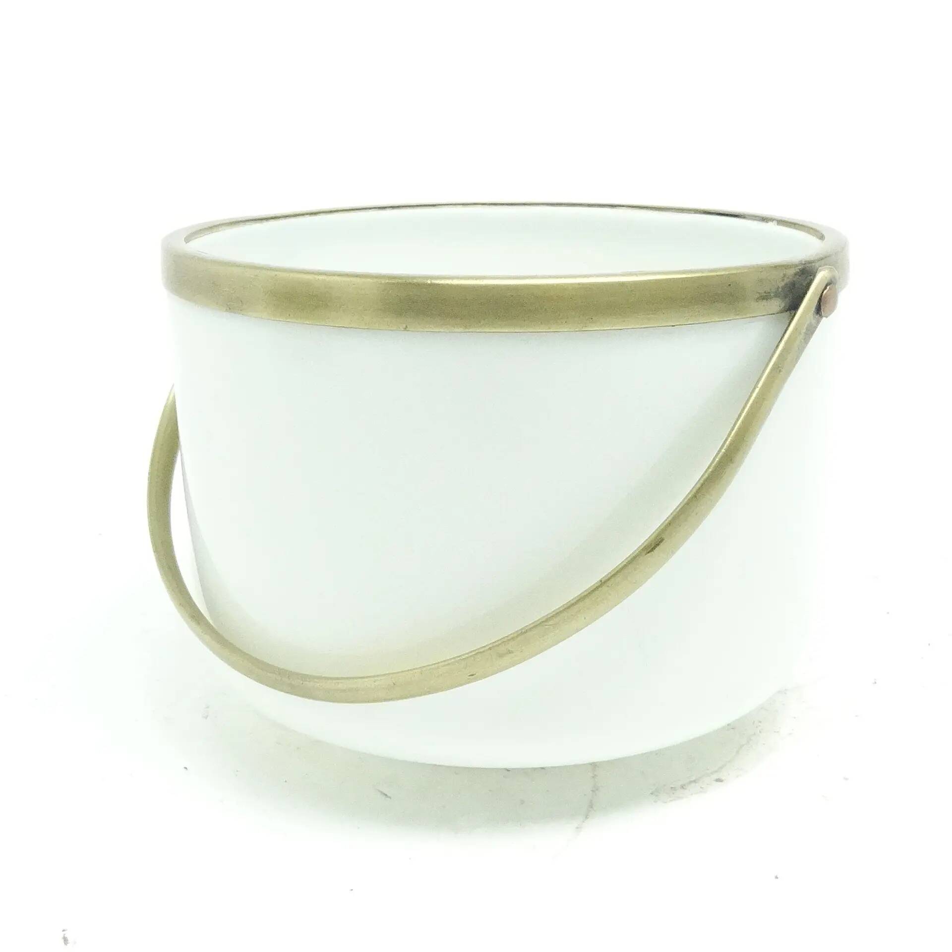 Biedermeier sugar bowl, brass and latticino glass, Bohemia, Poland, 19th century