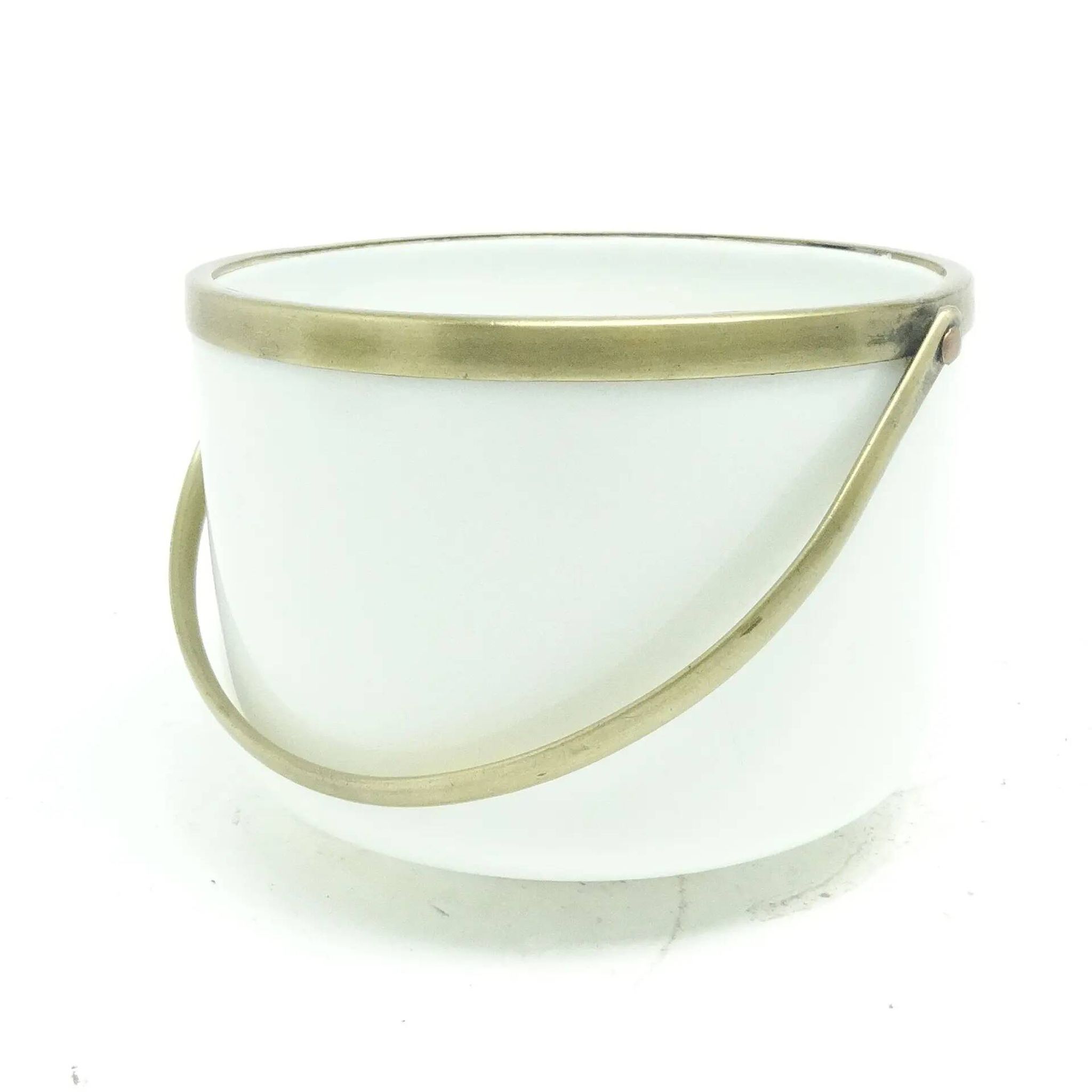 Biedermeier sugar bowl, brass and latticino glass, Bohemia, Poland, 19th century