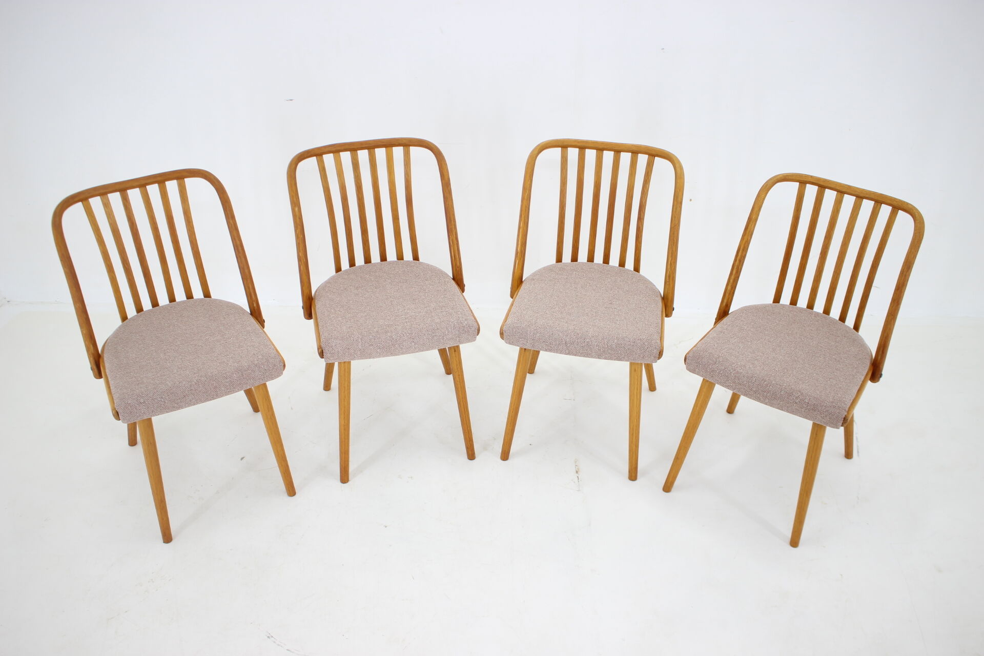 1970s Antonin Suman Set of 4 Oak Dining Chairs, Czechoslovakia