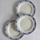 3 assiettes plates en terre de fer Mintons modèle "Greenore"