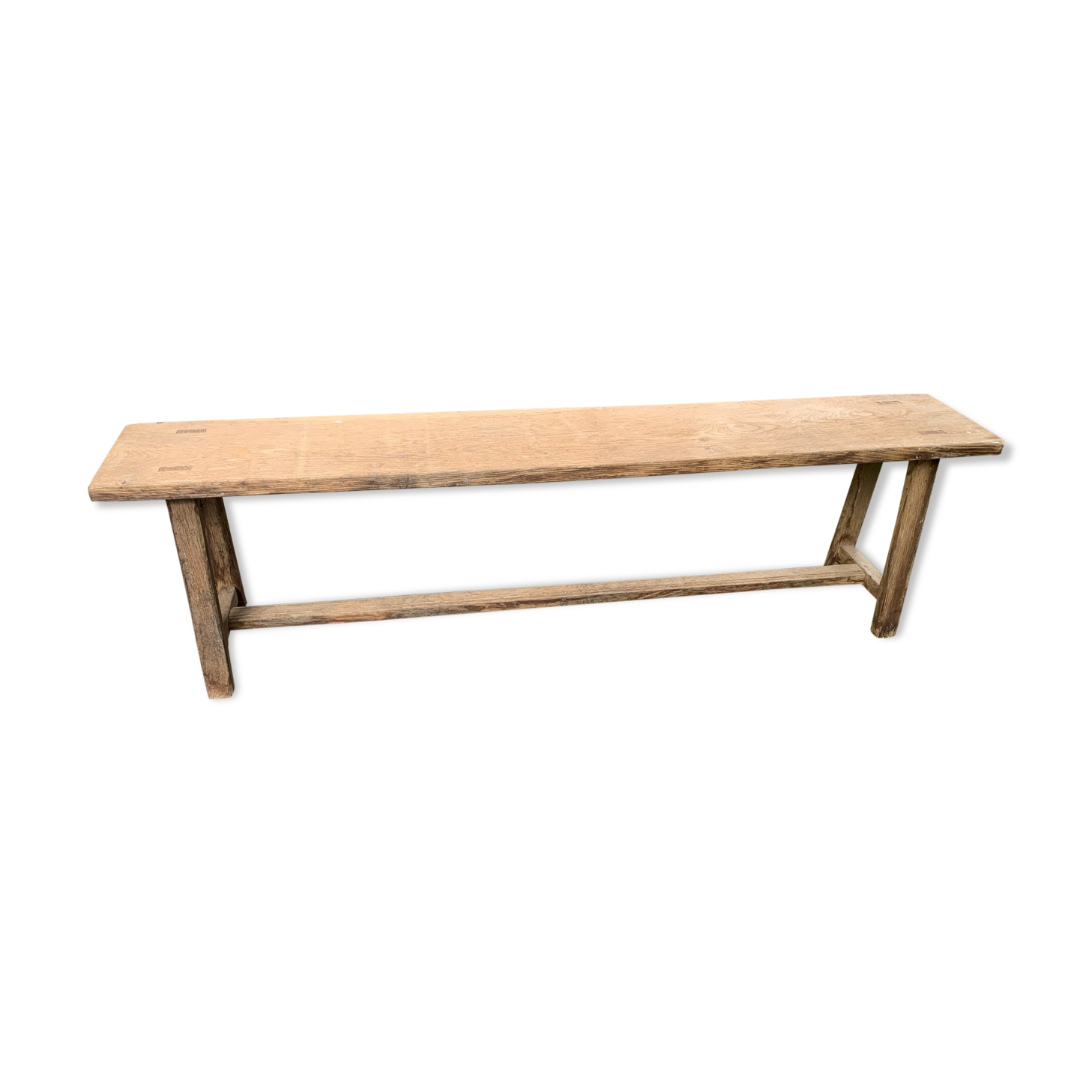Solid oak wooden bench