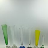 Lot de 6 vases soliflore en verre bullé années 50-60