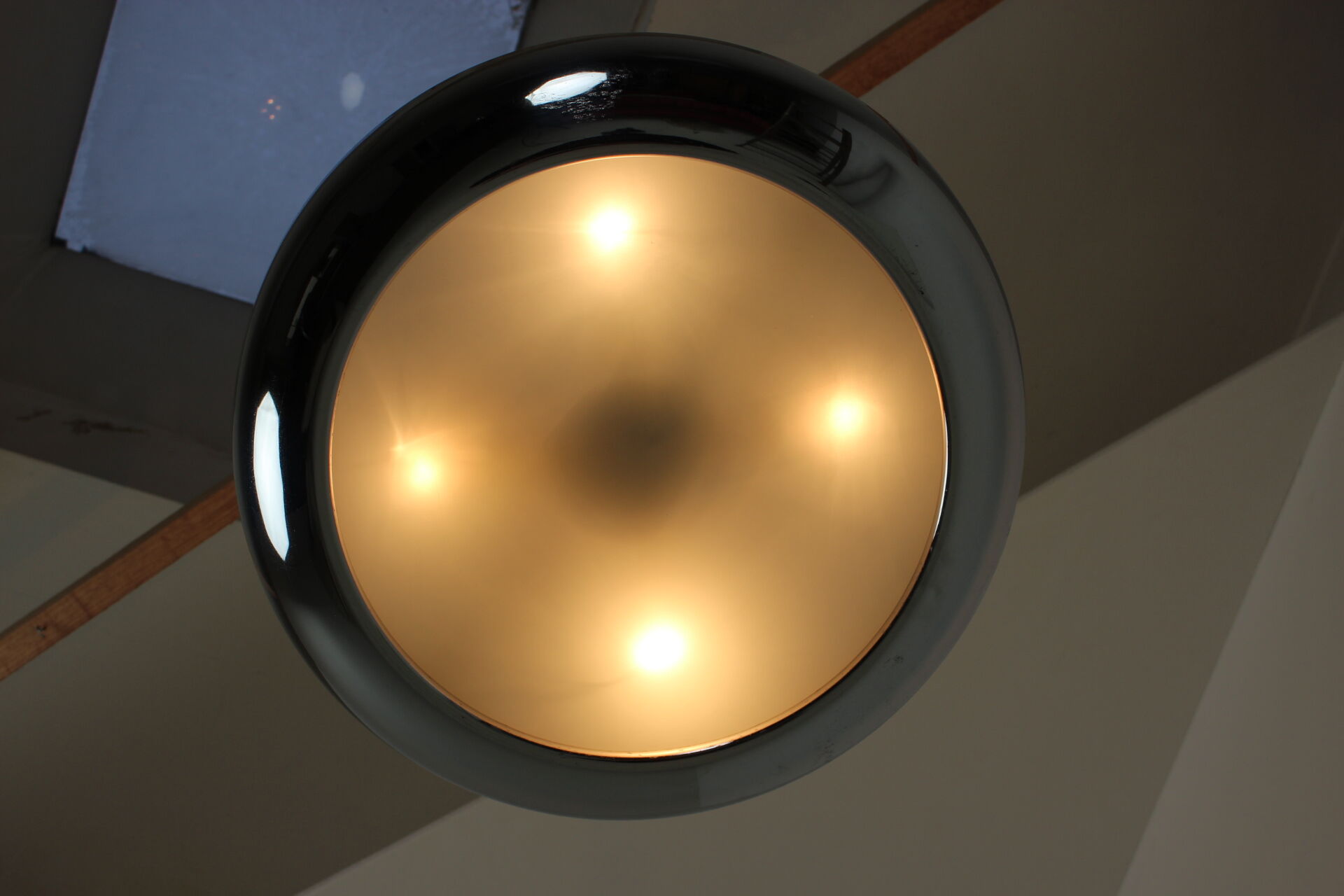 Functionalist chrome Pendant UFO by Josef Hurka for Napako, 1930s