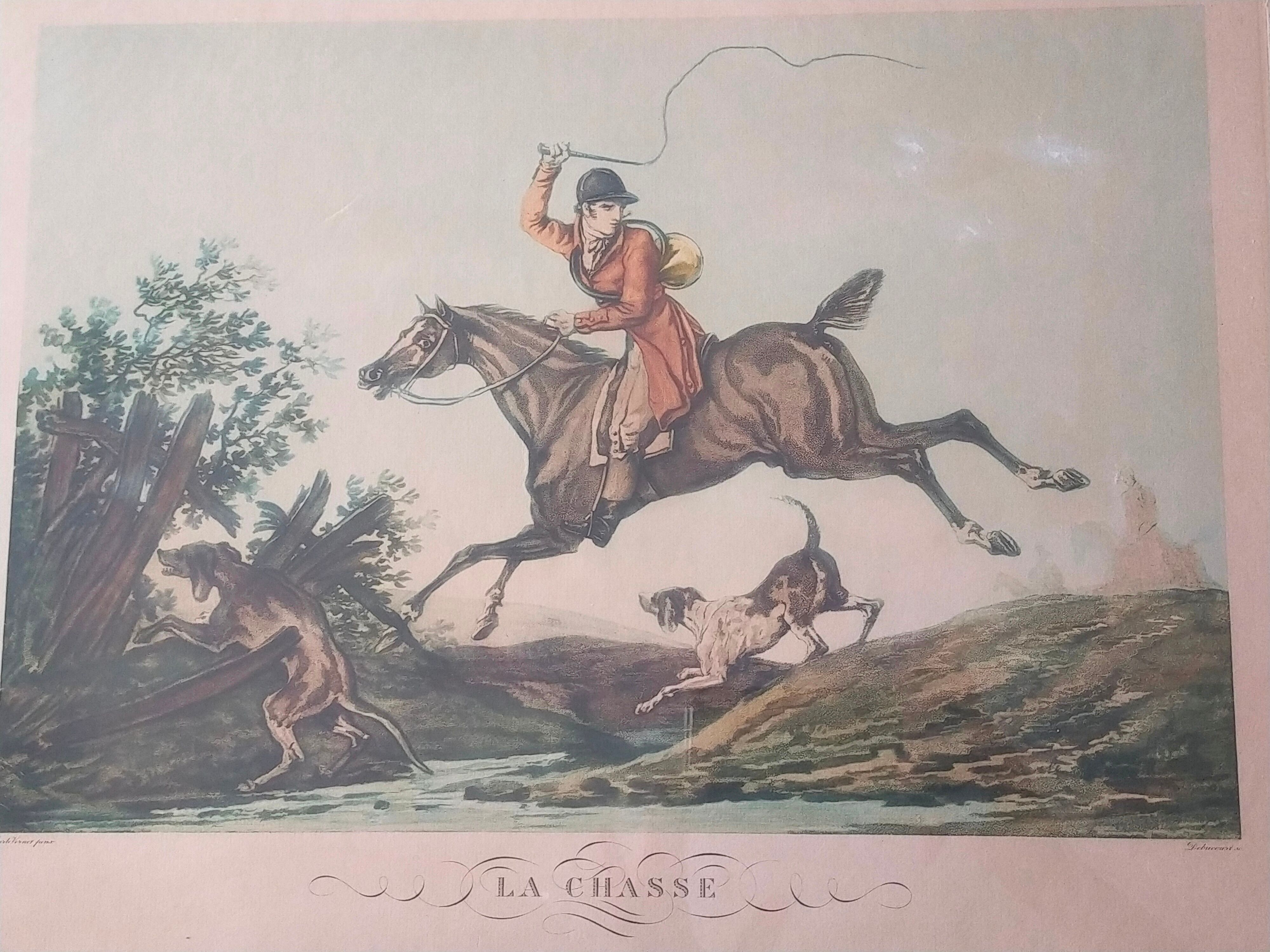 Table engraving carle vernet (1758-1836) the hunt engraved by debucourt