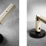 Beige plastic table lamp Lucifer, mid-century modern Scandinavian style.