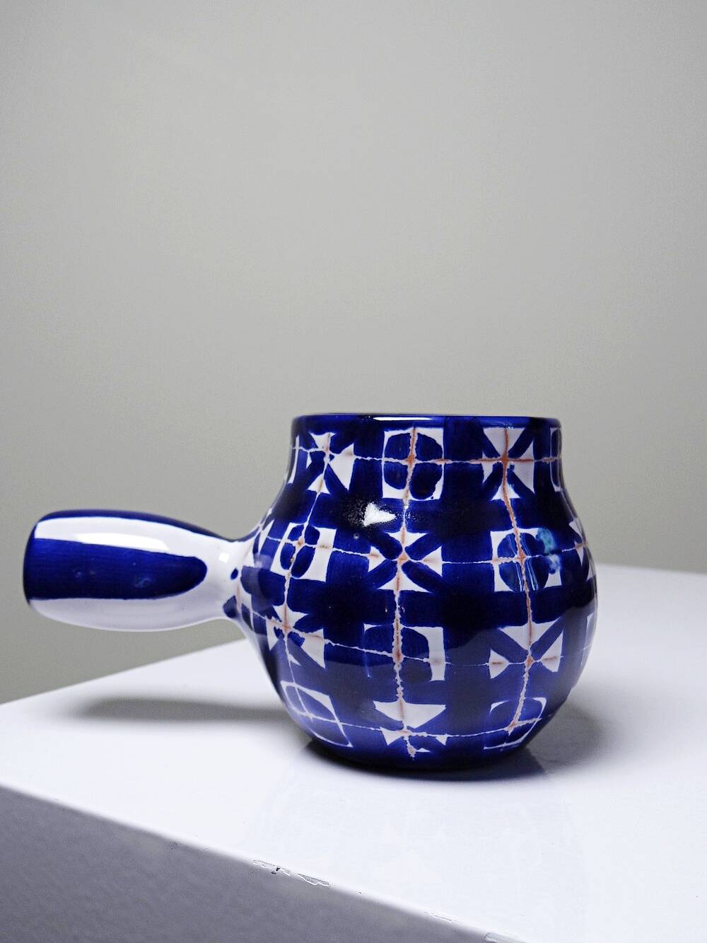 Small ceramic pan Robert Picault Vallauris signed RP cobalt blue 1960-70