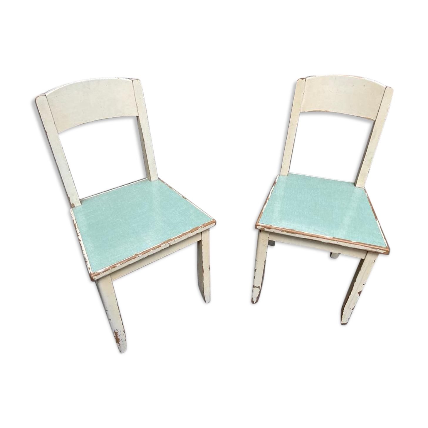 Paire de chaises en bois & formica vintage 1950