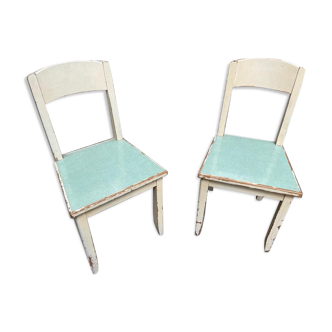 Pair of wooden chairs & formica vintage 1950