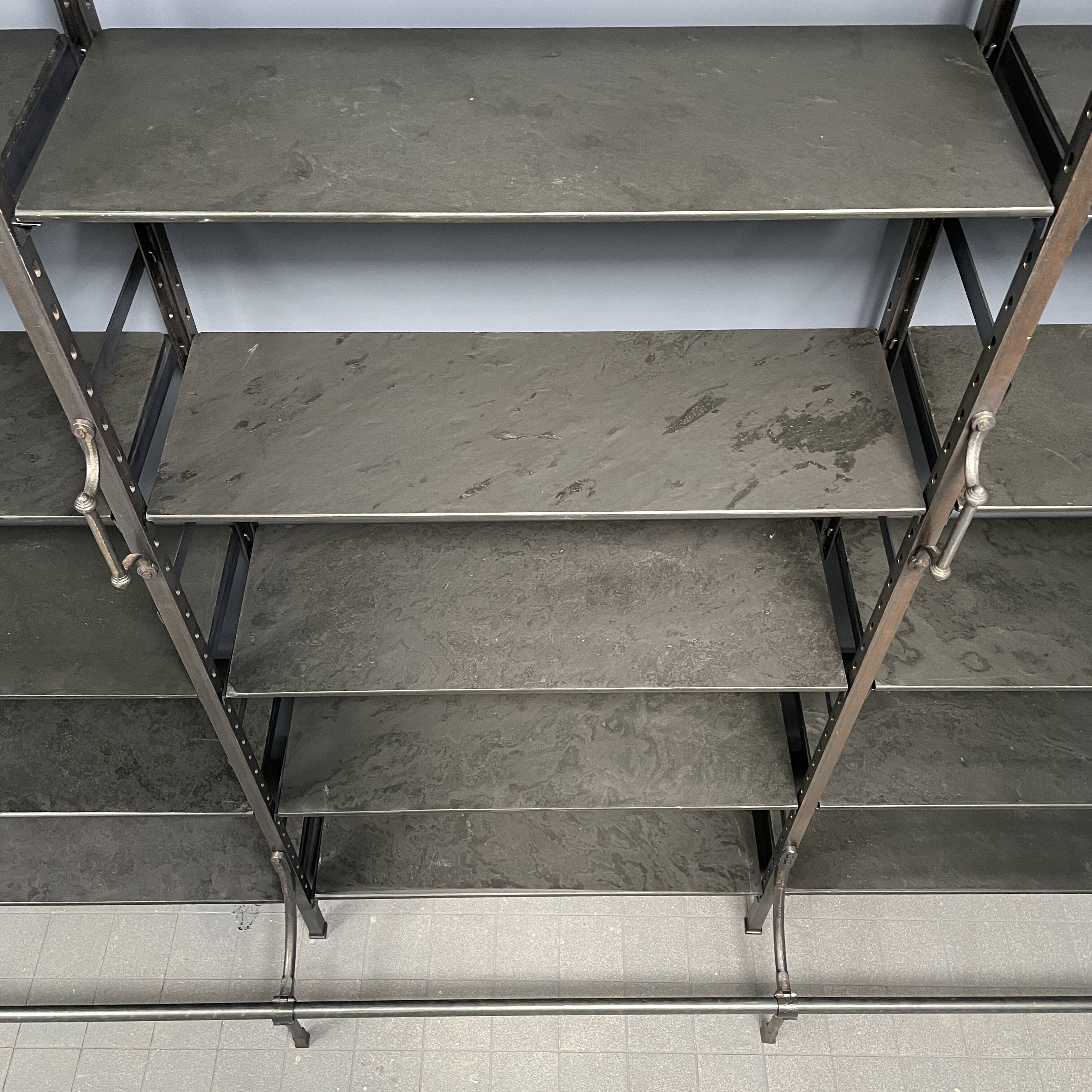 Industrial Iron Library Wall Shelving Cabinet