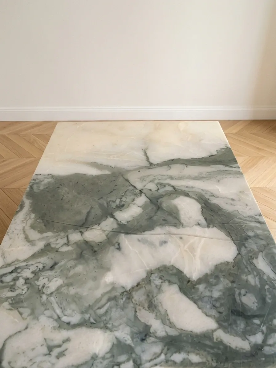 Baroque style coffee table with marble and gilded wood.