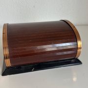 Vintage 1960 cigarette holder ashtray dispenser wood metal - 19 x 15 cm