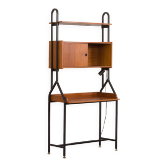 Italian mid century freestanding vertical desk bookcase in the style of Silvio Cavatorta, 1960s