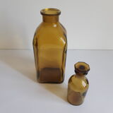 Set of 2 vintage glass bottles