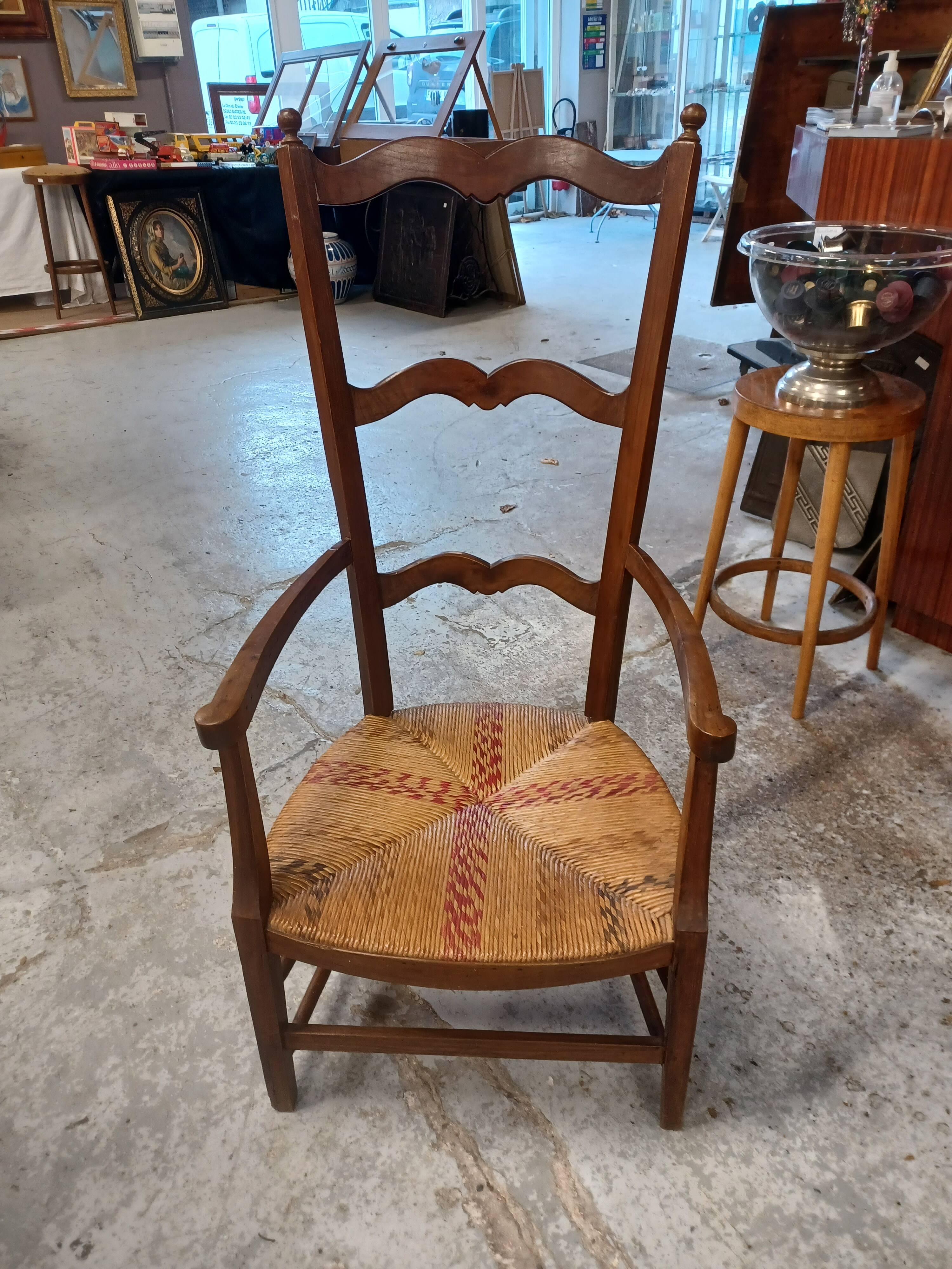 Walnut nanny straw armchair
