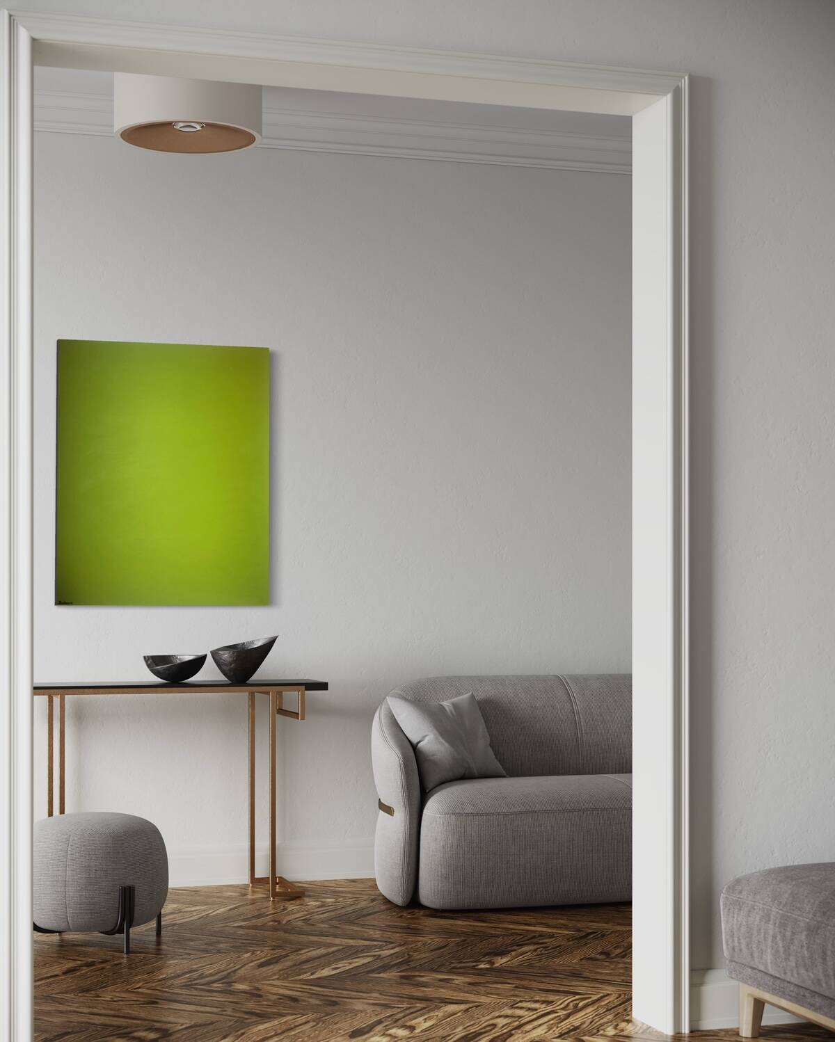 Abstract Monochrome anise green 100x81 cm