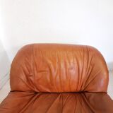 Four vintage armchairs, leather and fabric, 70s