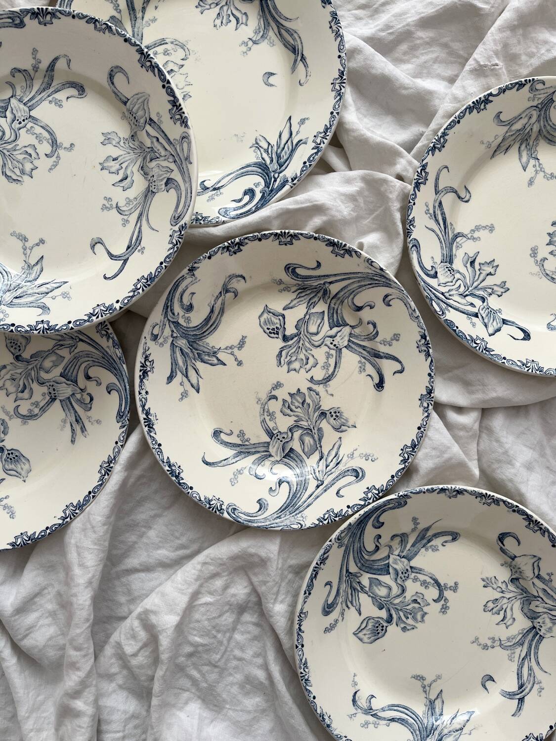 6 “Iris” Clairefontaine ironstone dessert plates