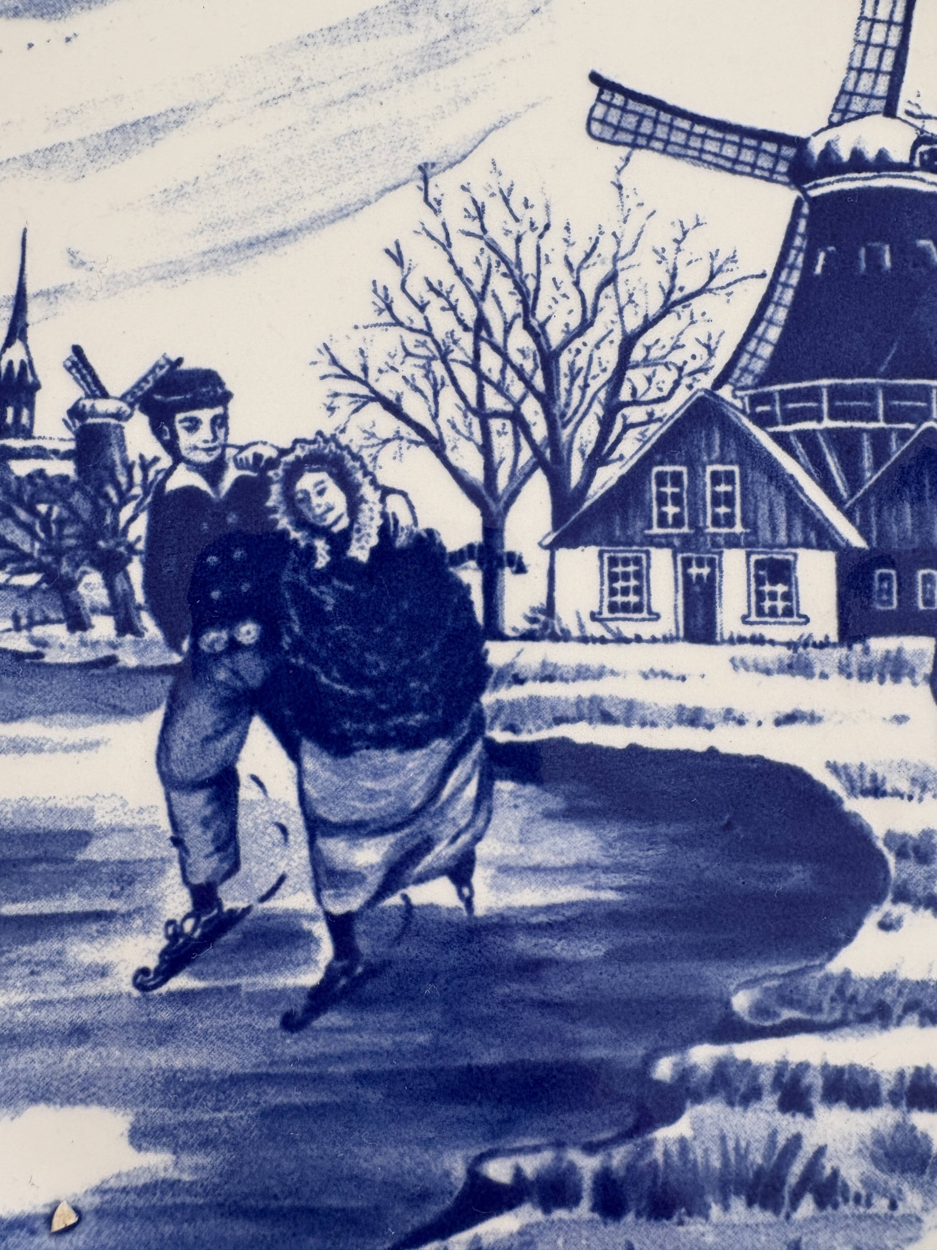 4 Delft Boch dinner plates