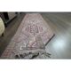 1970s Vintage Turkish Oushak Handmade Wool Cotton Purple Runner Rug 97x385