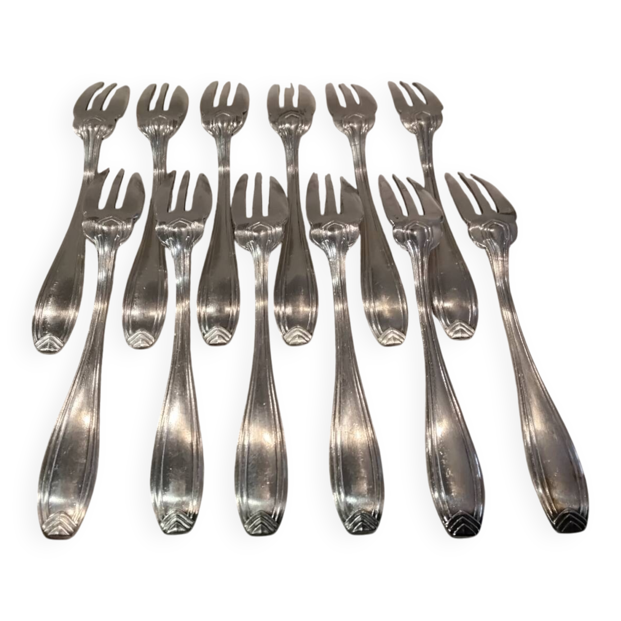 12 silver-plated cake forks, goldsmith Boulenger art deco