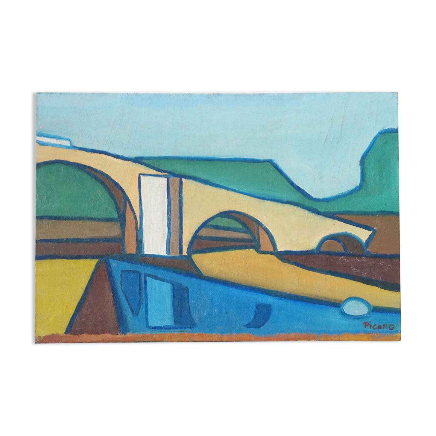 Oil painting painting "Pont roman de mane"