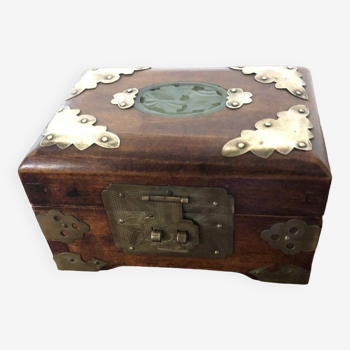 Shanghai China wooden jewelry box decorated with jade plate