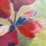 Ancient canvas red flower and fuchsia not signed