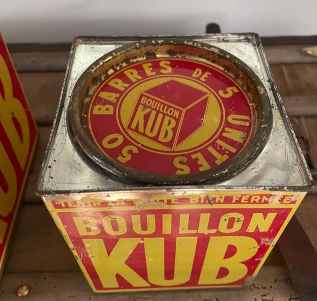 Duo of boxes Bouillon Kub metal 1950