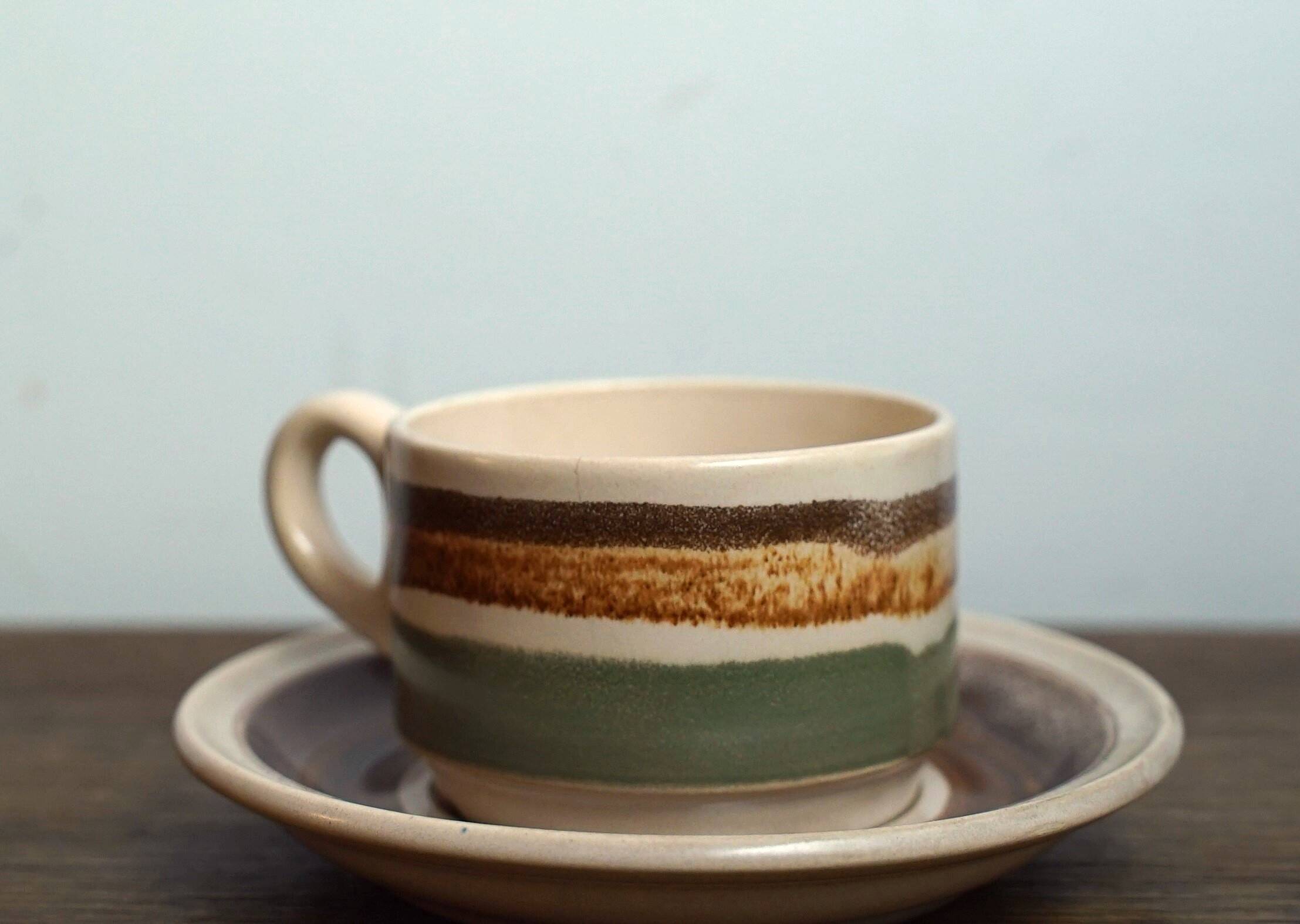 Set tasses à café Gien en grès avec soucoupes
